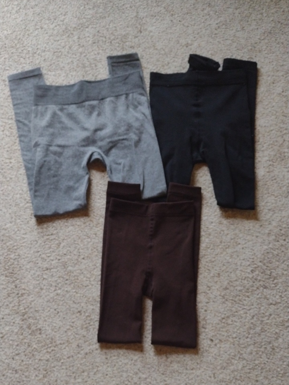 3-Pack Women's Thermal Leggings in Gray, Black, Brown